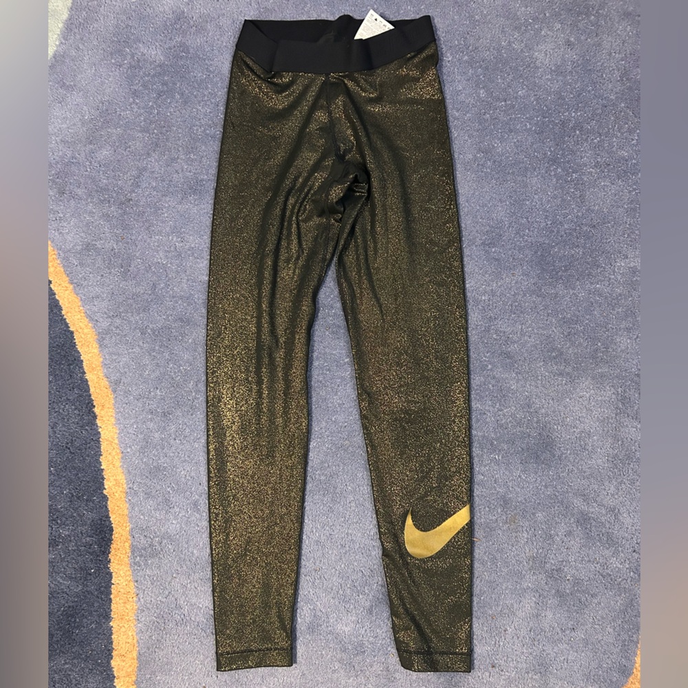 Nike pro sparkly gold leggings